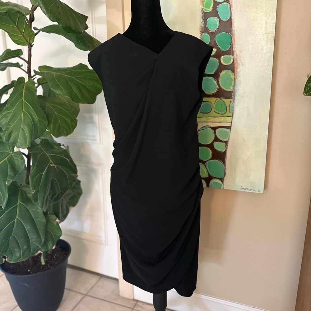 Helmut Lang Black Asymmetrical Sheath Dress